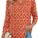 Zeagoo Long Sleeve Shirts for Women Fall V Neck Tops Casual Dressy Blouse Boho Tunic Business Work Clothes School Outfit (Red, XXXL)