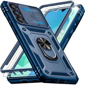 Case for Galaxy S25 FE 5G,Samsung S 25 FE Case with 2X Screen Protectors & Camera Cover,[Military Grade 20ft.] Shockproof/360° Magnetic Kickstand Protective Case for Samsung Galaxy S25 FE Blue