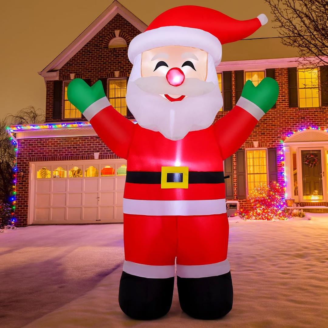 COMIN 5.2 FT Tall Christmas Inflatables Outdoor Decorations Blow Up Waving Santa Claus with Built-in LEDs for Christmas Indoor Outdoor Yard Lawn Garden Decorations