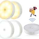 Motion Sensor Night Light Indoor 4-Pack, USB Rechargeable, Long-Lasting Battery, Magnet Stick-on, Auto-On/Off Small Dual Colors Night Light for Hallway, Kid, Stairs, Bedroom, Kitchen,Closet