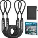 JaunniQir 2200lb Bungee Dock Lines 4-5.5ft, Shock Absorbing Mooring Ropes with Foam Floats, Stretchable Dock Snubber for Jet Ski Pontoon Kayak, 2 Pack Boat Accessories, Storage Bag (Black)