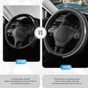 Road Comforts Leather Steering Wheel Cover Black & Gray, Universal Fit 14.5-15 Inch, Microfiber Leather, Anti-Slip & Breathable Design for Men and Women