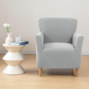 ele ELEOPTION Armchair Slipcovers Chair Covers with Arms Stretch for Living Room Office Club Chair Cover Furniture Protector Light Gray