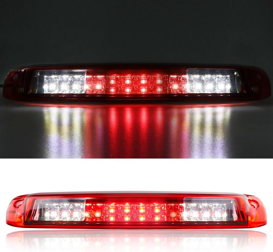 Tresound 3rd Third Brake Light for 1999-2006 Chevy Silverado/GMC Sierra LED Cargo Light High Mount Lamp, Chrome Housing Red Lens