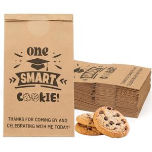 Luckyhern 48 Pcs 2026 Graduation Candy Cookie Treat Bags Kraft Paper Grad Gift Bags Bulk for 2026 Class Graduation Favor Cookie Gift Bags for Snack Candy Cookie Party Supplies