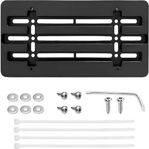 MTRPS Front License Plate Bracket Holder, Bumper Car Tag Frame Mount Adapter Kit with Wrench Cable Ties, Universal American Standard Licence Plate Cover for Most Trucks Vans SUVs