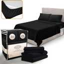 Abeero Home King Size Sheets Set Cooling - Luxury Hotel Sheets - Soft Bed Sheet with Elastic Corner Straps - Deep Pockets Microfiber Bedsheet - Bedding Sheet & Pillowcases - 4 Piece (King, Black)
