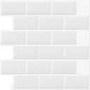 DEWOO 20-Sheet White Peel and Stick Subway Tile Backsplash Self Adhesive Brick Stickers for Kitchen Bathroom Wall (12"x12")