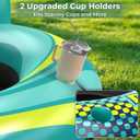 2 Pack 53" Heavy Duty River Tube Float for Adults,Inflatable River Raft Float for Pool Lake Beach with Built-in Cup Holders,Ergonomic Backrest,Durable Grip Handles & Grab Rope,360Lb Weight Capacity