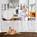 Reinforced No Drilling 100" Wide Retractable Baby Gates Extra Wide Dog Gate with Support Bars Mesh Baby Gate No Drill Retractable Pet Gates for Doorways No Drilling Retractable Dog Gates for The House (White)