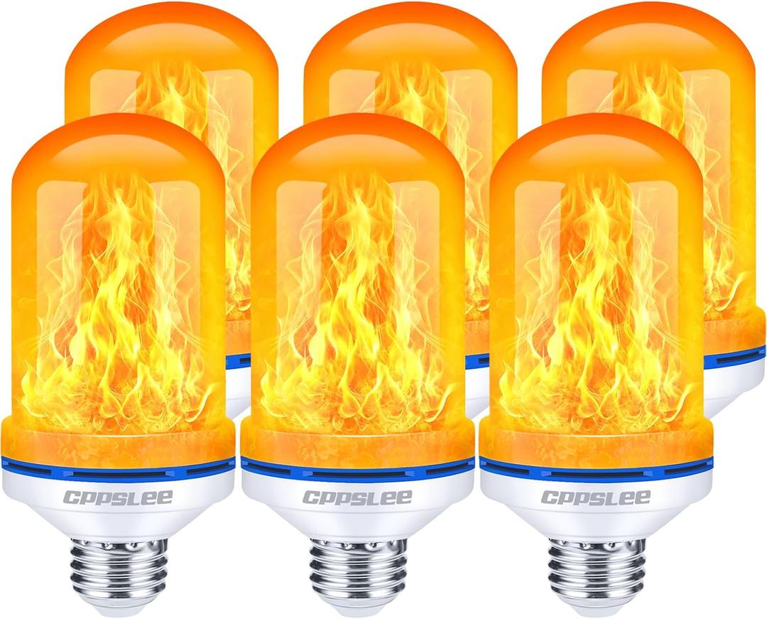 CPPSLEE Upgraded LED Flame Light Bulbs, 4 Modes Flickering Light Bulbs, E26 Base Fire Flame Bulb for Halloween Decorations Outdoor, Christmas Lights Patio Indoor Home Decor (Yellow, 6 Pack) CPPSLEE Upgraded LED Flame Light Bulbs, 4 Modes Flickering Light Bulbs, E26 Base Fire Flame Bulb for Halloween Decorations Outdoor, Christmas Lights Patio Indoor Home Decor (Yellow, 6 Pack)