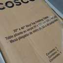 COSCO 20" x 48" Vinyl Top Folding Table, Black, 
Brand	Cosco
Product Dimensions	20"D x 48"W x 28"H
Item Weight	12.5 pounds