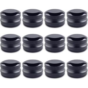 10Gram Lip Balm Containers, Set of 12 Round Metal Salve Tins with Lids, Mini Candle Jars, Small Sample Containers for Balms, Salves, Cosmetic, Nail Polish, DIY Items (Black)