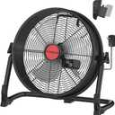 12" Battery Operated Floor Fan Compatible with Milwaukee M18 18V Battery, Portable Fan with AC Adapter and USB Output, Metal Industrial High Velocity, Stepless Speed Cordless Fan for Jobsite Garage