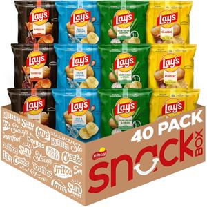 Lay's Potato Chips, 4 Flavor Variety Pack, 1 oz Single Serve Bags, (40 Pack, BB: 04/07/2026)