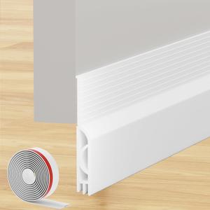 Under Door Draft Stopper, Self-Adhesive Door Sweep for Bottom of Door, Weather Stripping Door Seal Soundproofing Insulation Strip, Doors Bottom Gap Blocker for Exterior/Interior (78Inch, White)
