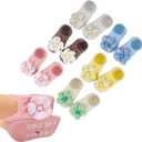 Baby Girl Non Slip Cute Flower Grippy Socks Soft Breathable Cotton Toddler Ankle Socks Anti Skid Newborns