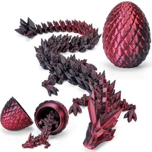 TBOLINE 12" 3D Printed Dragon Egg, Cool Articulated Crystal Dragon Toy in Surprise Egg, Animals Dinosaur Fidget Toy for Boys Kid Teen