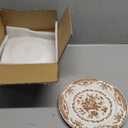 Dinner Plates Set of 6, Ceramic Kitchen Plates Microwave Safe Plates, 10.5 Inch Porcelain Dinner Plates Floral, Brown