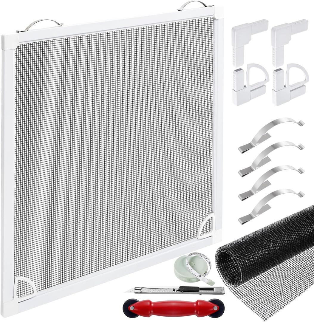 Window Screen Frame Kit 36inX36in Fiberglass Window Screen Replacement Kit Includes Full Set of Tools Suitable for WindowsFramed Mesh Replacement Window Screens, Home, Patio