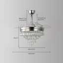 Finktonglan 42" Crystal Fandelier Ceiling Fan with Lights, Retractable Blades, Dimmable 60W LED, Remote & App Control, Quiet Reversible Motor, 6 Speeds & Timer, Downrod Mount for Bedroom/Living Room
