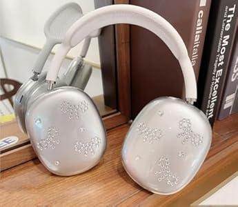 Case Cover for AirPods Max Headphones, Clear Soft Ear Cups Cover Accessories for Apple AirPods Max (2024/ 2020) (Small Bowknot)