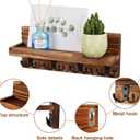 Decorative Key Hanging Rack with 4 Double Hooks Easy Install Natural Wooden Key and Mail Holder for Wall Mount Entryway Decor Rack with Shelf (Brown)