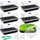 Hahood 6 Packs Seed Starter Tray Kits with Humidity Dome, Plastic Germination Growing Trays with Plants Labels, Planting Tools for Seeds Growing Starting, Germination and Seedling Propagation