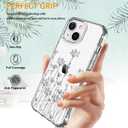 LUHOURI for iPhone 15 Plus Case with Screen Protector - Crystal Acrylic Clear - Fashionable Pattern Design -Wireless Charging -Slim Fit Protective Phone Cover for Women Girls,Elegant Small Flowers