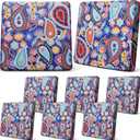 Newwiee 8Pcs Patio Cushion Covers Stretch Outdoor Cushion Cover Replacement for Patio Furniture Sofa Couch Slipcovers, Soft Flexibility Washable Furniture Protector(Waterproof Paisley,Vivid Color)