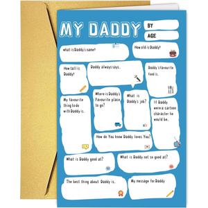 UUEFKTN Cute Daddy Birthday Card Gift from Son Daughter Kids Toddler Wife,Fathers Day Card Gifts,Funny Diy Daddy Fathers Day Cards Gift,Best Daddy Toddler Children DIY Cards
