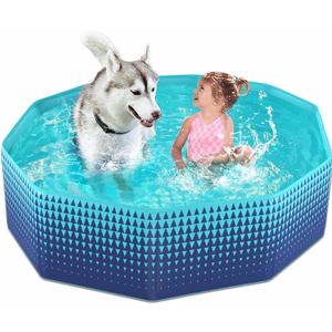 Jasonwell Foldable Dog Kiddie Pool - Hard Plastic Kids Paddling Pool Toddler Baby Swimming Pools for Backyard Collapsible Whelping Box Pet Doggie Cats Wading Pools Bathtub for Puppy Large Dogs (48" x 12", Green)