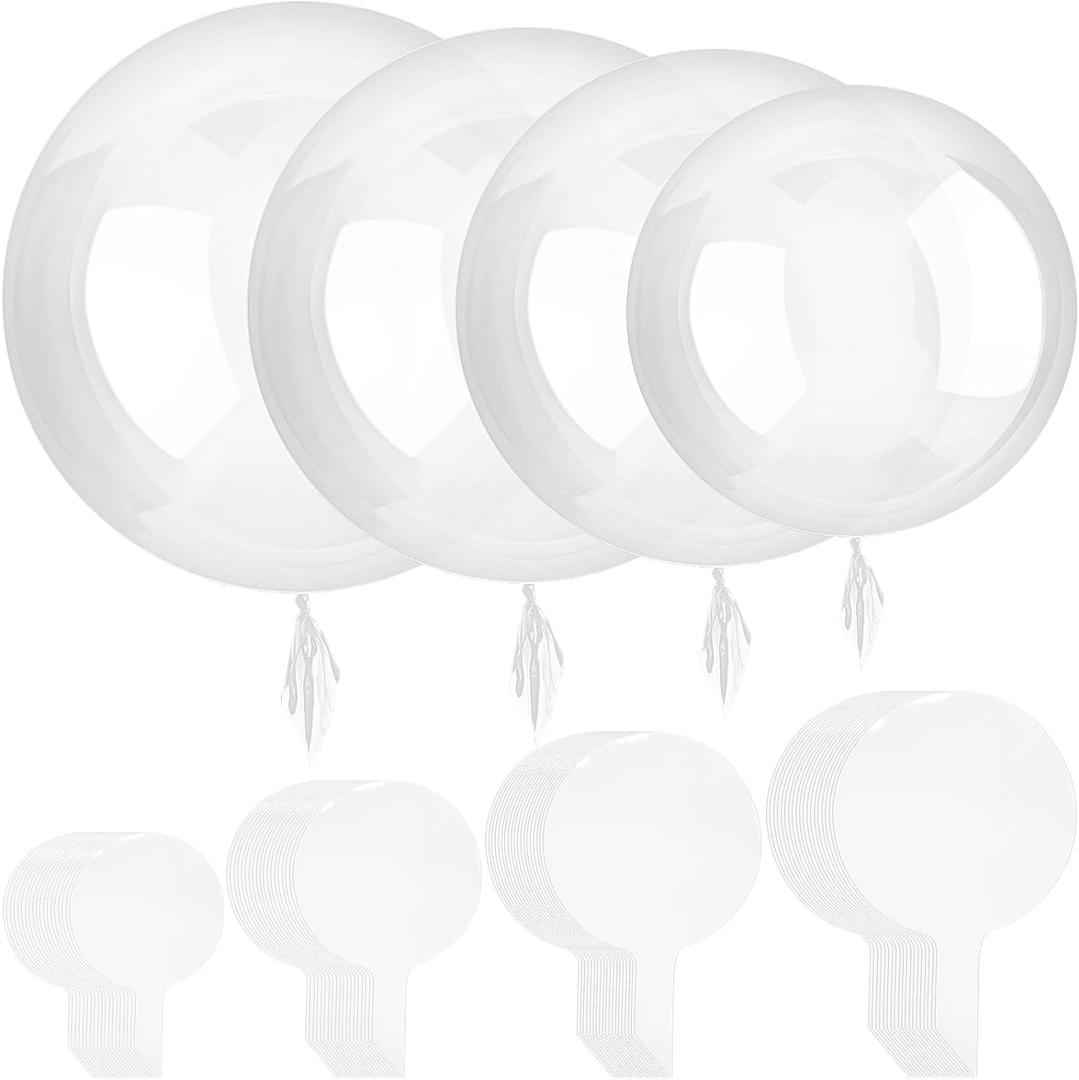 Sumind 40 Pcs Bobo Balloons Clear Balloons for Stuffing Bubble Transparente Burbuja for Valentines Christmas Wedding Birthday Party Decoration(10 Inch, 18 Inch, 20 Inch, 24 Inch)