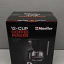 Mueller 12-Cup Drip Coffee Maker - Borosilicate Carafe, Auto-Off, Reusable Filter, Anti-Drip, Keep-Warm Function, Clear Water Level Window Coffee Machine, Kitchen Essentials & Accessories (Black)