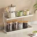 Coffee Station Organizer for countertop, 2 Tier Acrylic Home Storage, Counter Space Saver for Spice Rack, Makeup, Perfume Organizer