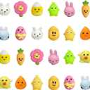 24 PCS Easter Mochi Squishy Toys Stress Relief Squishies for Kids Boys Girls Toddlers Easter Basket Stuffers Egg Fillers Gifts Party Favors
