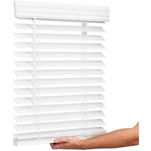 Lotus & Windoware Cordless, 2 Inch Faux Wood Blind, 23" Wide x 36" Long, Window Blinds, Blinds & Shades, Blinds for Indoor Windows, Embossed, Bright White, (Actual Size - 22.5" x 36") Lotus & Windoware Cordless, 2 Inch Faux Wood Blind, 23" Wide x 36" Long, Window Blinds, Blinds & Shades, Blinds for Indoor Windows, Embossed, Bright White, (Actual Size - 22.5" x 36")