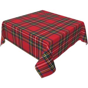 BETGINY Christmas Tablecloth 60x60 Inch Square Red Green Buffalo Plaid Tablecloth Dust-Proof Wrinkle Resistant Rustic Christmas Table Cloth for Holiday Party Dining