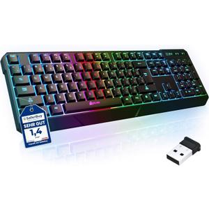 KLIM Chroma Wireless Keyboard  RGB Backlit Gaming, Rechargeable Battery, PC Keyboard, Durable & Water-Resistant, Compatible with PS4, PS5 & Mac - Black