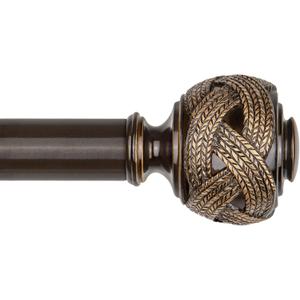 Long Curtain Rods for Windows 72 to 144 Inch, USFOOK 7/8 Inch Heavy Duty Curtain Rod, Telescoping Splicing Bronze Drapery Rods with Leaf Finials