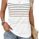 EyMuse Tank Tops for Women Summer Striped Sleeveless Tee Loose Casual Crewneck Shirts 2026 Fashion Beach Vacation Clothes (Medium, White)