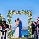 Sggvecsy 6Pcs 46.5Ft Artificial Rose Vine Fake Flower Garland Floral Garland Faux Silk Hanging Vine Rose Ivy Vines for Wedding Arch Party Wall Garden Ceremony Background Outdoor Decor (Pink)