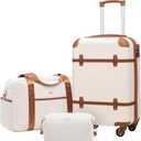 Coolife Luggage Set 3 Piece Suitcase Set Carry On Luggage PC Hardside Luggage TSA Lock Spinner Wheels Telescopic Handle (White)