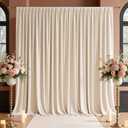 10x10 FT Wrinkle Free Ivory Backdrop Curtains for Wedding Parties, Soft Polyester Photo Backdrop Curtains with 4 Inch Rod Pockets for Birthday Party Photography, 2 Panels 5x10 FT