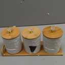 JUXYES Set of 3 Ceramic Canisters Set for Sugar Coffee Tea With Handle Tray, Luxurious Storage Containers Sets with Lids Decorative Storage Pots White Ceramic Storage Jar for Kitchen Dining Counter