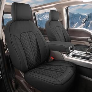 Tecoom Tacoma Car Seat Cover Leather Front Seats Covers Waterproof Automotive Protector Cushion Interior Covers Custom Fit for 2016-2023 Toyota Tacoma Double/Crew Cab, Black