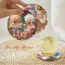 askkqtx 8 Pcs Fruits Diamond Art Coasters Kits with Holder, Diamond Painting Coasters Kits for Adults, DIY 5D Diamond Dots Small Mini Kit Full Round Drill Art Craft Supplies 4X4 Inch