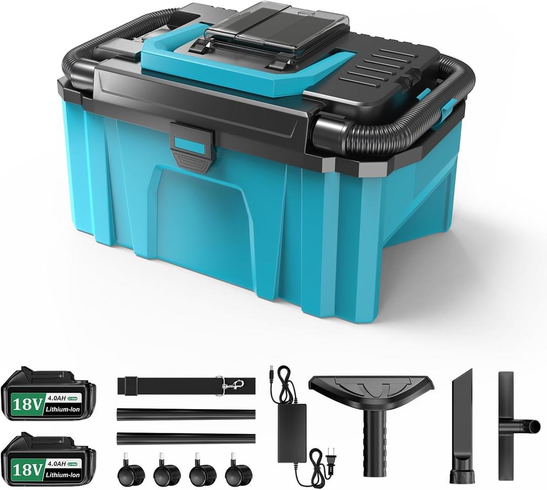 Cordless Shop Vac Wet and Dry, Rushless 2.5 Gallon HEPA Filter Shop Vac Compatible with Makita 18V 4.0Ah Batteries and Charger,Portable Commercial Vac for Car, Home