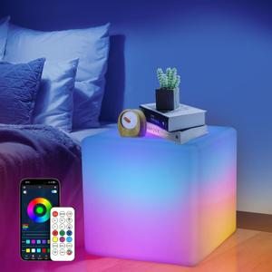 LOFTEK Color Changing Night Light 16-inch, Smart LED Lamp with Bluetooth APP and Remote Control, 220 Scene Modes, RGB Ball Mood Lighting for Living Room (Corded Electric)