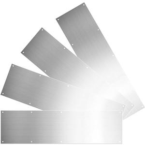 4 Sets 10 x 34 Inches Silver Door Kick Plate for Exterior Doors, Satin Stainless Steel Kick Plates with Screws for Wood Metal Interior/Exterior Anti Scratch Door Protection
